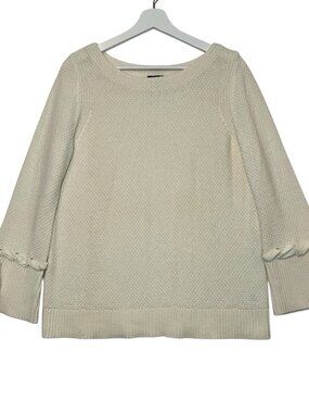 Talbots Lambswool Blend Knit Sweater Women’s Ivory Large Petite Casual Pretty